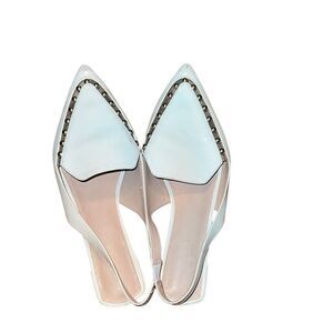 Cecelia New York Elegant White Patent Leather Women's Mules Size 9.5